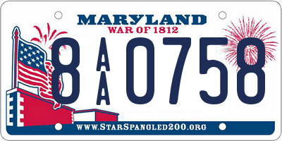 MD license plate 8AA0758
