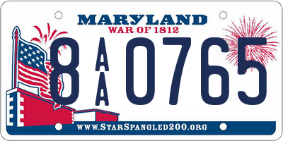 MD license plate 8AA0765