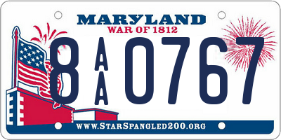 MD license plate 8AA0767