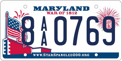 MD license plate 8AA0769