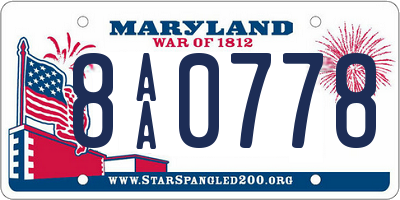 MD license plate 8AA0778