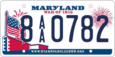 MD license plate 8AA0782