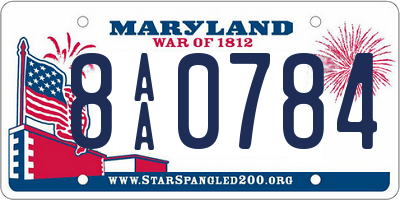 MD license plate 8AA0784