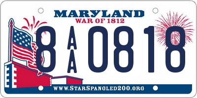 MD license plate 8AA0818