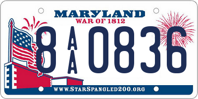 MD license plate 8AA0836