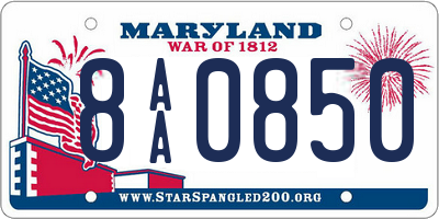 MD license plate 8AA0850