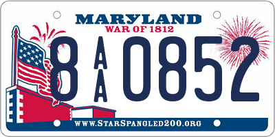 MD license plate 8AA0852