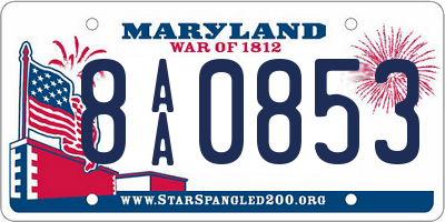 MD license plate 8AA0853