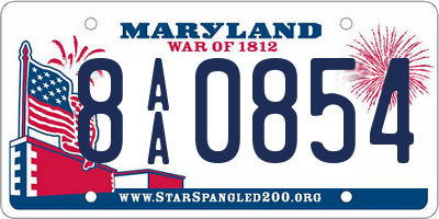 MD license plate 8AA0854