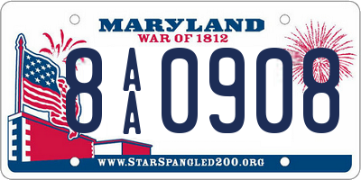 MD license plate 8AA0908