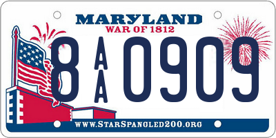 MD license plate 8AA0909