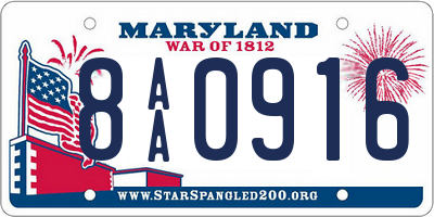 MD license plate 8AA0916