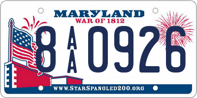 MD license plate 8AA0926