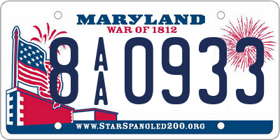 MD license plate 8AA0933