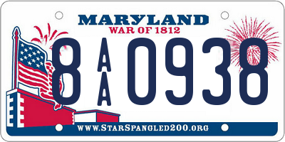 MD license plate 8AA0938