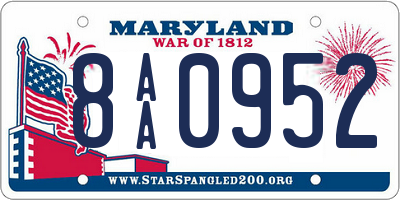 MD license plate 8AA0952