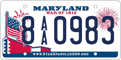 MD license plate 8AA0983