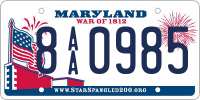 MD license plate 8AA0985