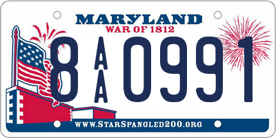 MD license plate 8AA0991