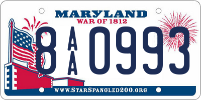 MD license plate 8AA0993