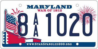 MD license plate 8AA1020