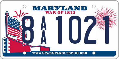 MD license plate 8AA1021