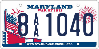 MD license plate 8AA1040