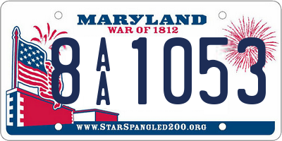 MD license plate 8AA1053