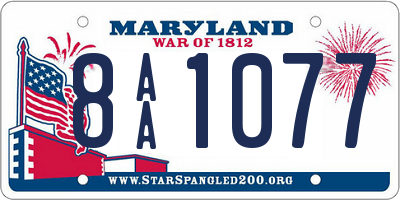 MD license plate 8AA1077