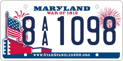 MD license plate 8AA1098