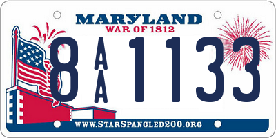 MD license plate 8AA1133
