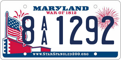 MD license plate 8AA1292