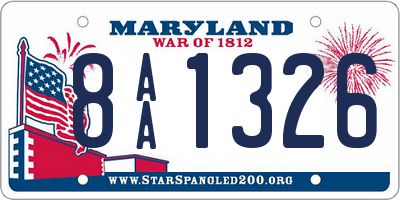 MD license plate 8AA1326