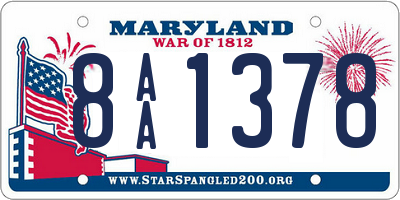 MD license plate 8AA1378