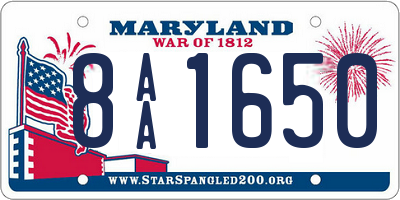 MD license plate 8AA1650