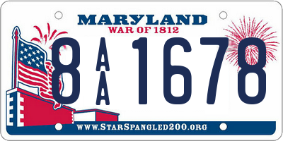 MD license plate 8AA1678