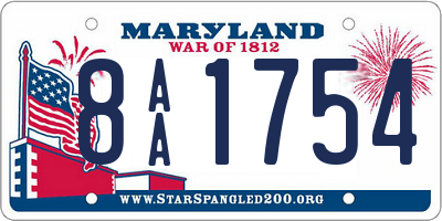 MD license plate 8AA1754