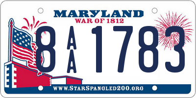 MD license plate 8AA1783