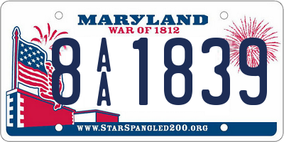 MD license plate 8AA1839