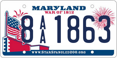 MD license plate 8AA1863