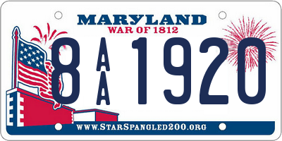 MD license plate 8AA1920