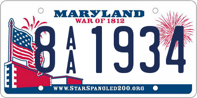 MD license plate 8AA1934