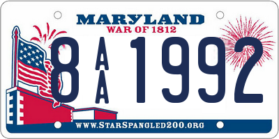 MD license plate 8AA1992