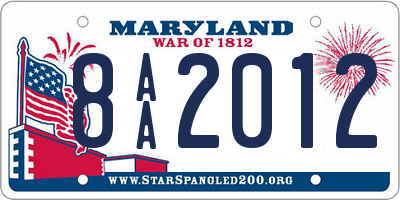 MD license plate 8AA2012