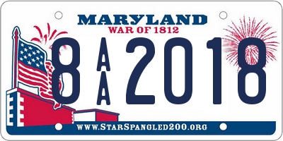 MD license plate 8AA2018