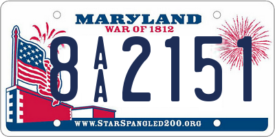MD license plate 8AA2151