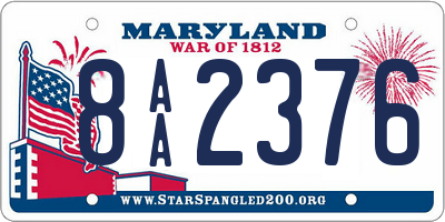 MD license plate 8AA2376