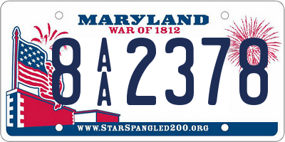 MD license plate 8AA2378