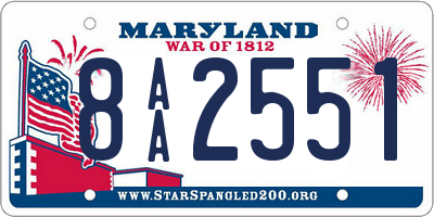MD license plate 8AA2551