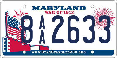 MD license plate 8AA2633